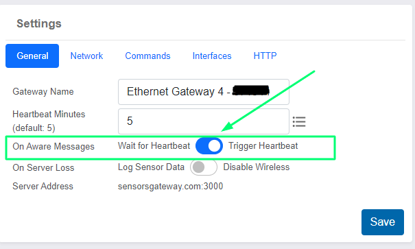 Ethernet Gateway Trigger on Aware