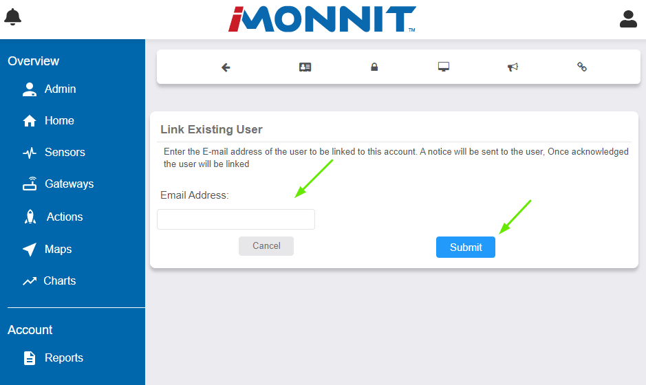 Enter the Linked User's email address