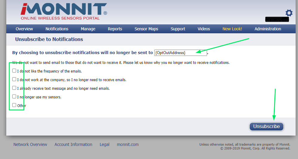 Opt Out page