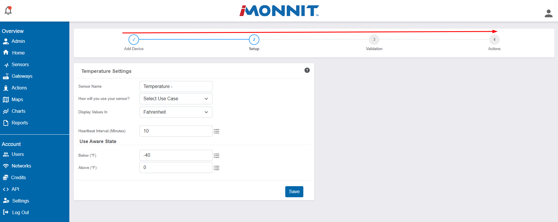 iMonnit - Move Sensor Settings